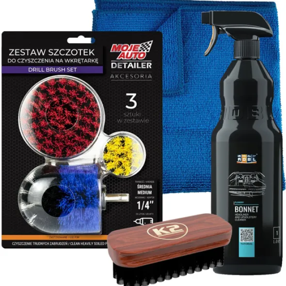 ADBL Bonnet 1L + Szczotki do prania tapicerki + mikrofibra