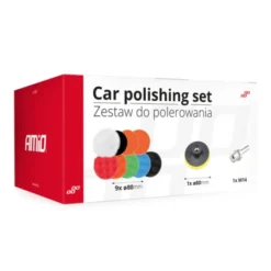 AMIO zestaw gąbek do polerowania 9 el.+ dysk ⌀80mm + adapter M14