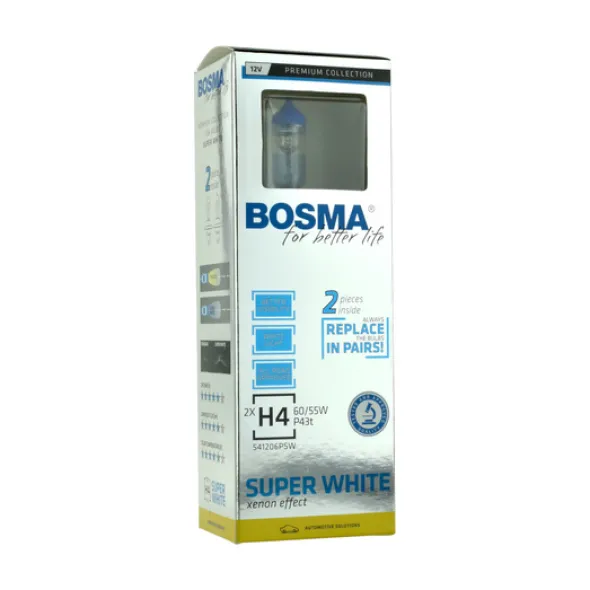 Żarówka samochodowa H4 Bosma Super White xenon effect - 2szt