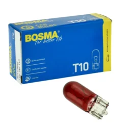 Żarówka 12V 5W T10 całoszklana BOSMA czerwona *3820* - 1szt