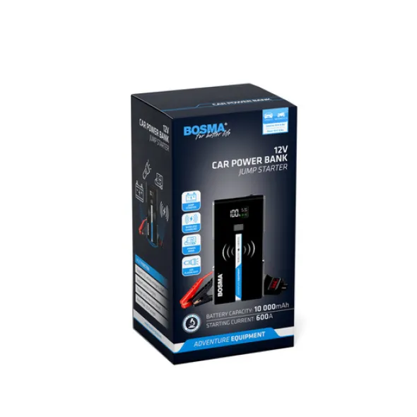 Bosma Car Power Bank Jump Starter 10000mAh 12V 600A z ładowaniem USB i latarką
