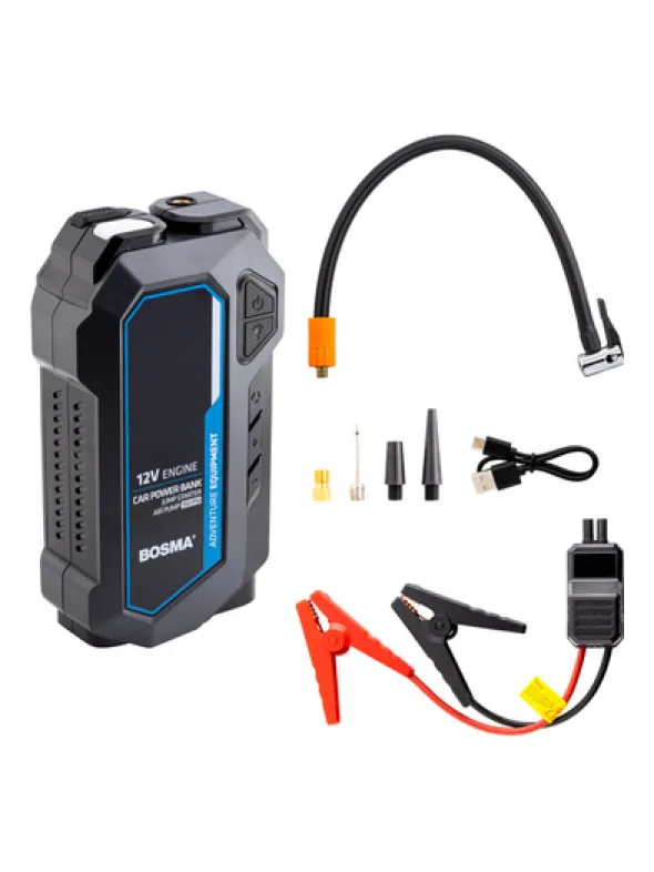 Bosma Car Power Bank 16000mAh Jump Starter 12V 1000A z kompresorem