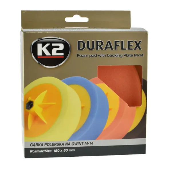K2 Duraflex głowica polerska z gąbką pomarańczowa średniościerna gwint M14