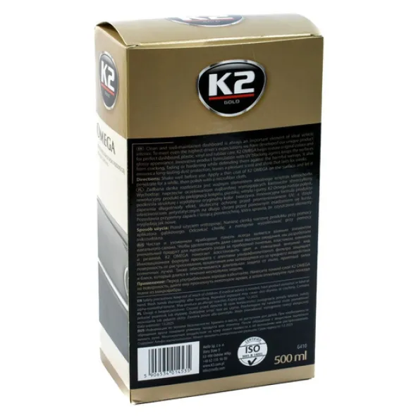 K2 Omega - żel do plastików wewnętrznych 500ml + mikrofibra + gąbka