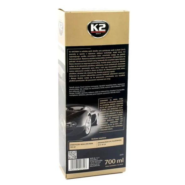 K2 Spectrum syntetyczny wosk w płynie do nabłyszczania lakieru 700ml + mikrofibra
