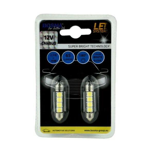 Led Bosma rurka 4x LED SMD5050 Canbus 12x39 White 2szt *3789*
