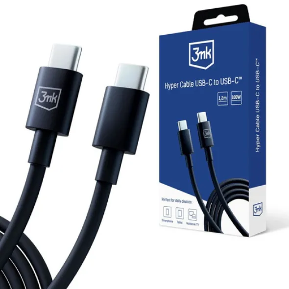 3mk Kabel Hyper Cable C to C 100W 1.2m Black