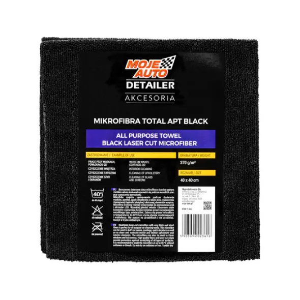 Moje Auto Detailer Mikrofibra APT BLACK (ALL PURPOSE TOWEL) 370g/m2 40x40cm LASER CUT