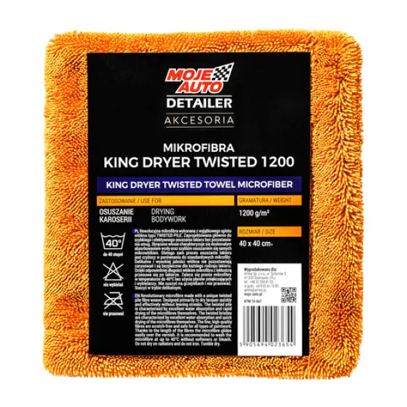 Moje Auto Detailer Mikrofibra KING DRYER TWISTED TOWEL 1200g/m2 40x40cm