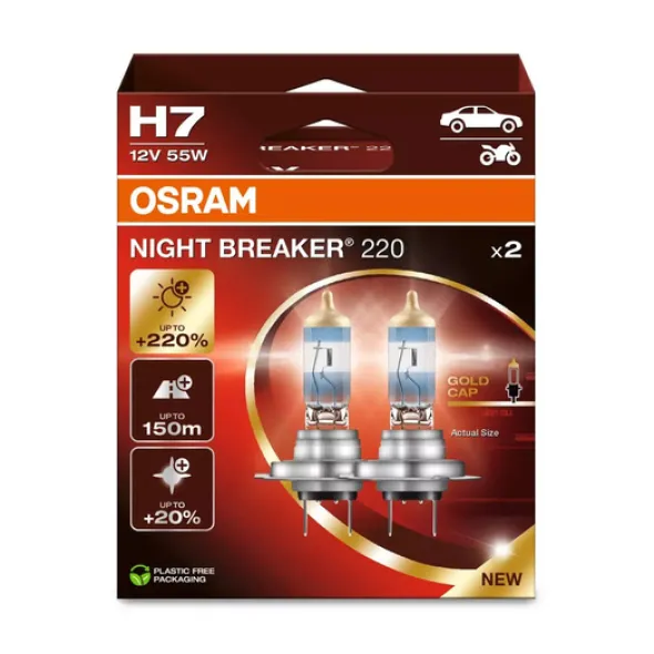 OSRAM Żarówki Osram H7 NIGHT BREAKER LASER +220% EKO 2HB