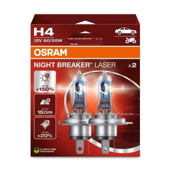 OSRAM H4 Night Breaker Laser +150% Eko 2szt.