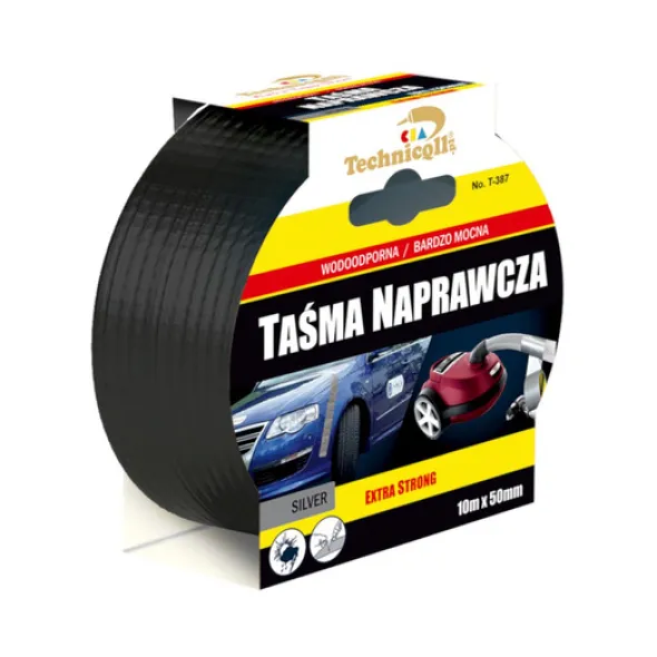 Taśma naprawcza DUCT Technicqll czarna rolka 10m/50mm