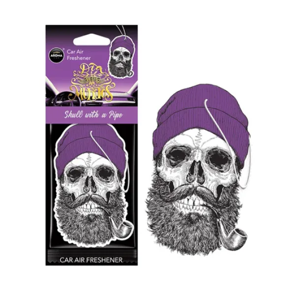 Zawieszka AROMA CAR Muertos VIOLET SKULL WITH A PIPE