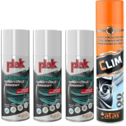 Zestaw: czyszczenie i odświeżanie klimatyzacji Atas Clim 400ml + 3x Plak Airclim Antibatterico