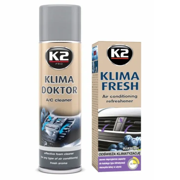 Zestaw: do klimatyzacji K2 Klima Doktor 500ml + Klima Fresh Blueberry 150ml