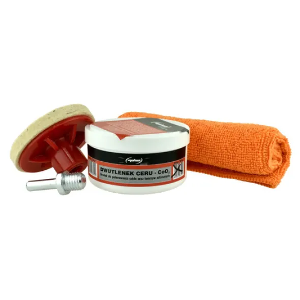 Zestaw do polerowania szkła - dwutlenek ceru 250g+filc+uchwyt
