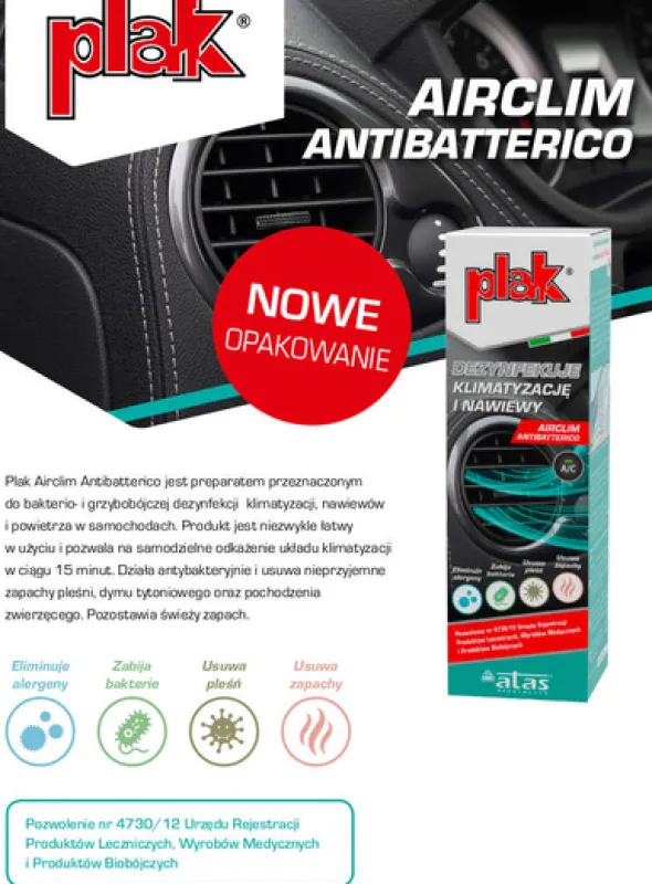 Zestaw: Plak Airclim Antibatterico 200ml+ K2 Klima Doktor 500ml