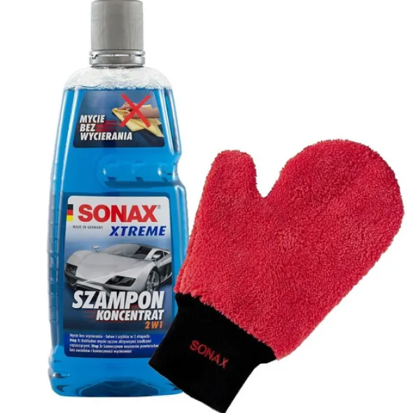 Zestaw : Szampon Sonax Xtreme 2w1 1L + rękawica z mikrofibry Sonax