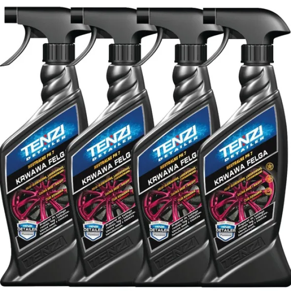 Zestaw: 4x Tenzi Detailer Krwawa Felga płyn do mycia felg 600ml